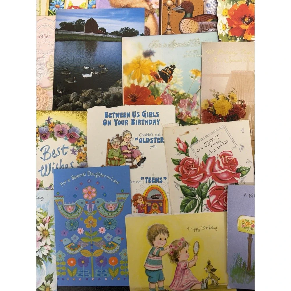 Vintage Birthday Cards Some Fronts ONLY Scrapbooking Crafts Decoupage Lot of 50+